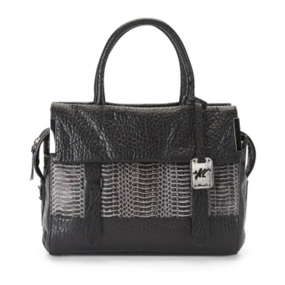 Kenneth Cole Leather Snakeskin Embossed Satchel